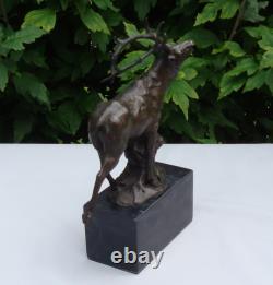Bronze Deer Animal Statue in Art Deco and Art Nouveau Style