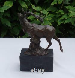 Bronze Deer Animal Statue in Art Deco and Art Nouveau Style