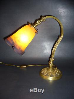 Bronze Desk Lamp Gilded Art Nouveau / Deco Signed Degué