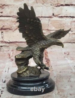 Bronze Eagle Sculpture American Art Deco Work in Austrian Marble