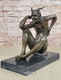 Bronze Fountain: Lustful Devil Satyr Faun Art Deco Erotic Sculpture By Milo