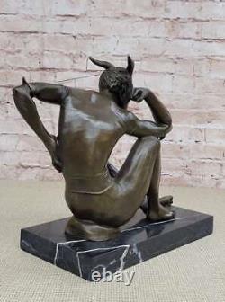 Bronze Fountain: Lustful Devil Satyr Faun Art Deco Erotic Sculpture By Milo