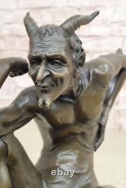 Bronze Fountain: Lustful Devil Satyr Faun Art Deco Erotic Sculpture By Milo