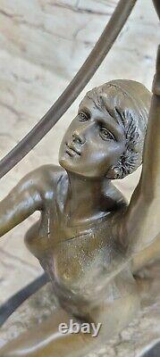 Bronze Fountain Statue by Preiss, Art Deco Style, Signed Sculpture Figure