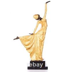 Bronze Gilded Dancer Sculpture Art Deco After Demetre Chiparus