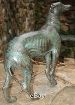 Bronze Green Greyhound Dog 1930 Unsigned Art Deco Dog Greyhound