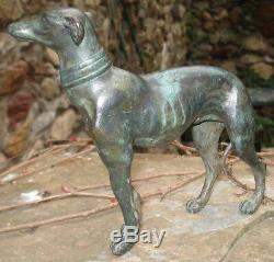 Bronze Green Greyhound Dog 1930 Unsigned Art Deco Dog Greyhound