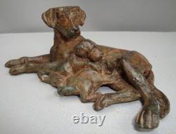 Bronze Hunting Dog Statue Sculpture in Art Deco and Art Nouveau Style