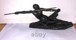 Bronze Javelin Thrower Old Art Deco Cast Signed Max Leverrier