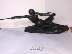 Bronze Javelin Thrower Old Art Deco Cast Signed Max Leverrier