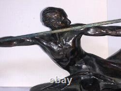 Bronze Javelin Thrower Old Art Deco Cast Signed Max Leverrier