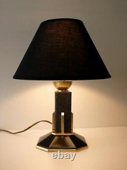 Bronze Laiton Art Deco Lamp - Galuchat Stamp Ag Iribe Rousseau Adnet