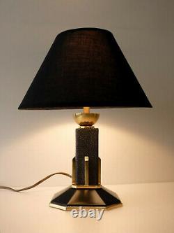 Bronze Laiton Art Deco Lamp - Galuchat Stamp Ag Iribe Rousseau Adnet