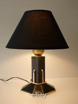 Bronze Laiton Art Deco Lamp - Galuchat Stamp Ag Iribe Rousseau Adnet