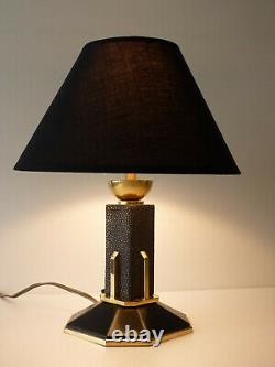 Bronze Laiton Art Deco Lamp - Galuchat Stamp Ag Iribe Rousseau Adnet