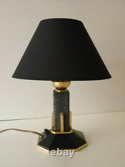 Bronze Laiton Art Deco Lamp - Galuchat Stamp Ag Iribe Rousseau Adnet