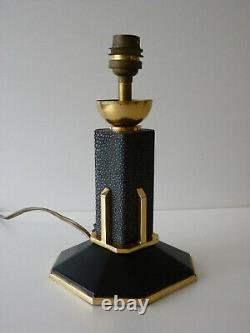 Bronze Laiton Art Deco Lamp - Galuchat Stamp Ag Iribe Rousseau Adnet