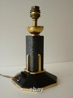 Bronze Laiton Art Deco Lamp - Galuchat Stamp Ag Iribe Rousseau Adnet