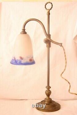 Bronze Lamp Art Deco Tulip Glass Pate Delatte Nancy