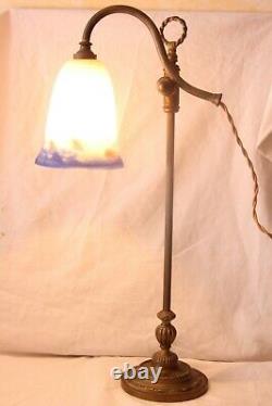 Bronze Lamp Art Deco Tulip Glass Pate Delatte Nancy