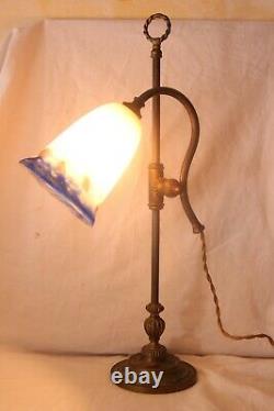 Bronze Lamp Art Deco Tulip Glass Pate Delatte Nancy