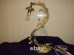 Bronze Lamp Foot Tulip Daum Muller Galle Art Deco/new Pate De Verre