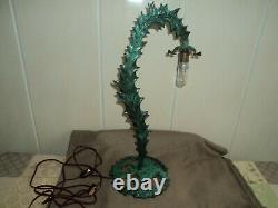 Bronze Lamp Foot Tulip Daum Muller Galle Art Deco/new Pate De Verre