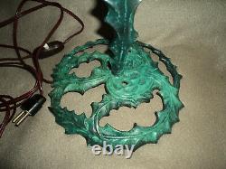 Bronze Lamp Foot Tulip Daum Muller Galle Art Deco/new Pate De Verre