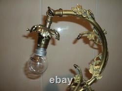 Bronze Lamp Foot Tulip Daum Muller Galle Art Deco/new Pate De Verre