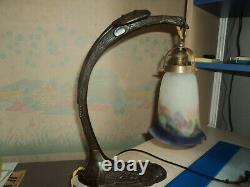 Bronze Lamp Foot Tulip Daum Muller Galle Art Deco/new Pate De Verre