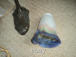 Bronze Lamp Foot Tulip Daum Muller Galle Art Deco/new Pate De Verre