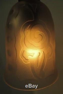 Bronze Lamp Orientable Art Deco 1930 Small Tulip Engraved With Acid Era Muller