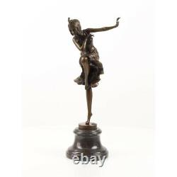 Bronze Marble Art Deco Statue Sculpture Woman Dancer Indou Dcdc-10