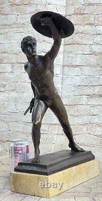 Bronze Marble Roman Military Warrior War Art Deco Sculpture Decor