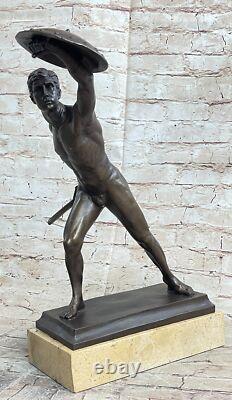 Bronze Marble Roman Military Warrior War Art Deco Sculpture Decor