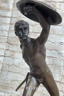 Bronze Marble Roman Military Warrior War Art Deco Sculpture Decor