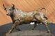 Bronze Massif Sculpture Of A Bull Marble Base Abstract Art Deco Figurine