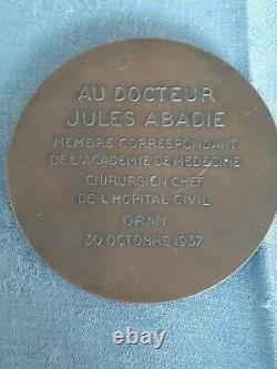 Bronze Medaille Art Deco Oran Algeria 1937 Medecin
