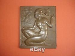 Bronze Medal Plate Art Deco L. Gibert Female Nude