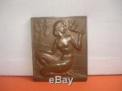 Bronze Medal Plate Art Deco L. Gibert Female Nude