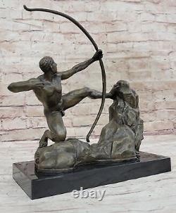 Bronze Metal Art Deco Classical Male Archer Knot Arrow Marble Statue