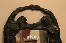 Bronze Mirror Couple Nue 50s, Gout Mayodon, Buthaux Art Deco