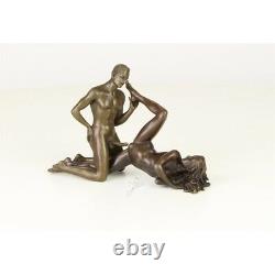 Bronze Modern Art Deco Statue Sculpture Erotic Nude Woman Male Dskf-80