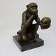 Bronze Monkey Animal Statue In Art Deco And Art Nouveau Style
