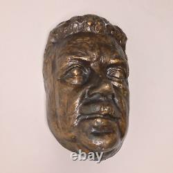 Bronze Mustached Man Mask Sculpture Art Deco Vintage Antique