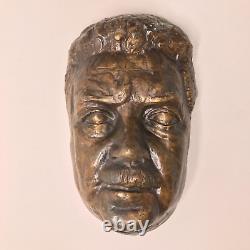 Bronze Mustached Man Mask Sculpture Art Deco Vintage Antique