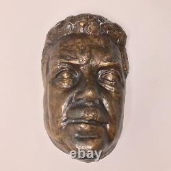 Bronze Mustached Man Mask Sculpture Art Deco Vintage Antique