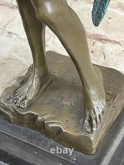 Bronze Nude Male David 15 Chair Figurine on Marble Base Art Deco Sale