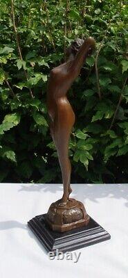 Bronze Nude Statue: The Awakening Sexy Pin-up Art Deco Style Art Nouveau Style