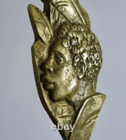 Bronze Paperweight, Art Deco, Paul & Virginie by Domingue, signed head